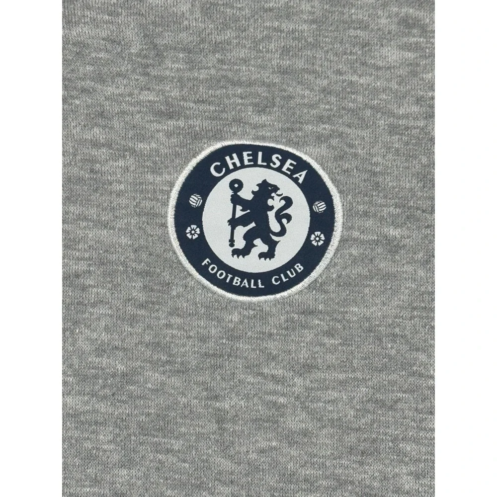 Chelsea FC Kids Hoodie Heather Gray Navy Blue Lined‎ Fleece Pullover no size tag